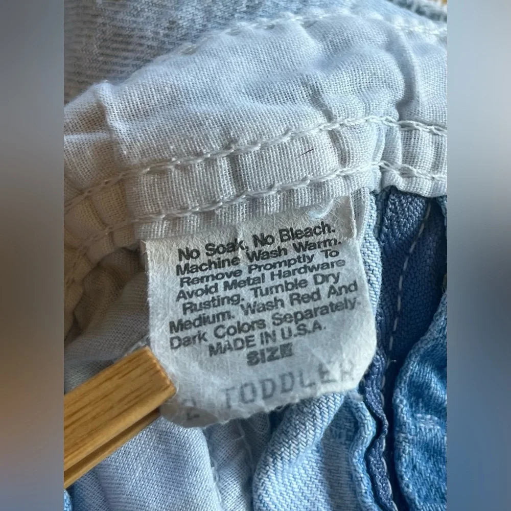 Vintage Oshkosh B’gosh Denim Short Overalls Toddler Size 2 Neat-O Patch 90s USA